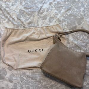 Gucci Beige Suede Hobo Shoulder Bag